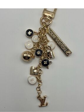Louis Vuitton Gold and White Monogram Flower Charm Keyring